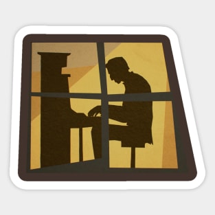 Sonokinetic Saul Bass Style Pianist Sticker